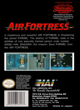 Air Fortress (USA) box cover back